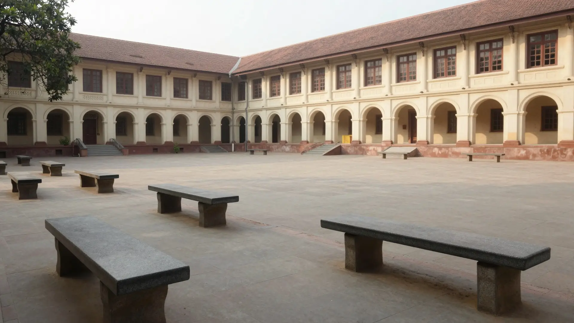 Illustration: courtyard of an Indian university