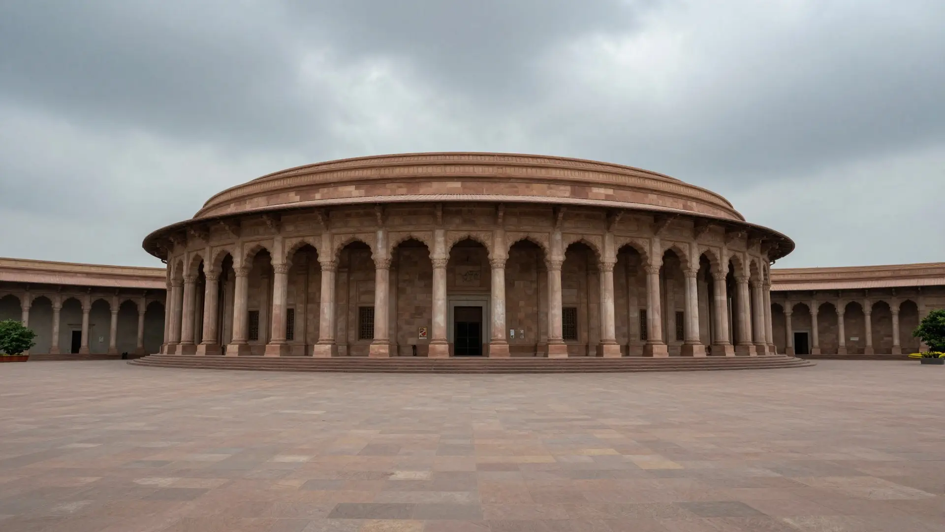 Illustration: facade of the Parliament of India