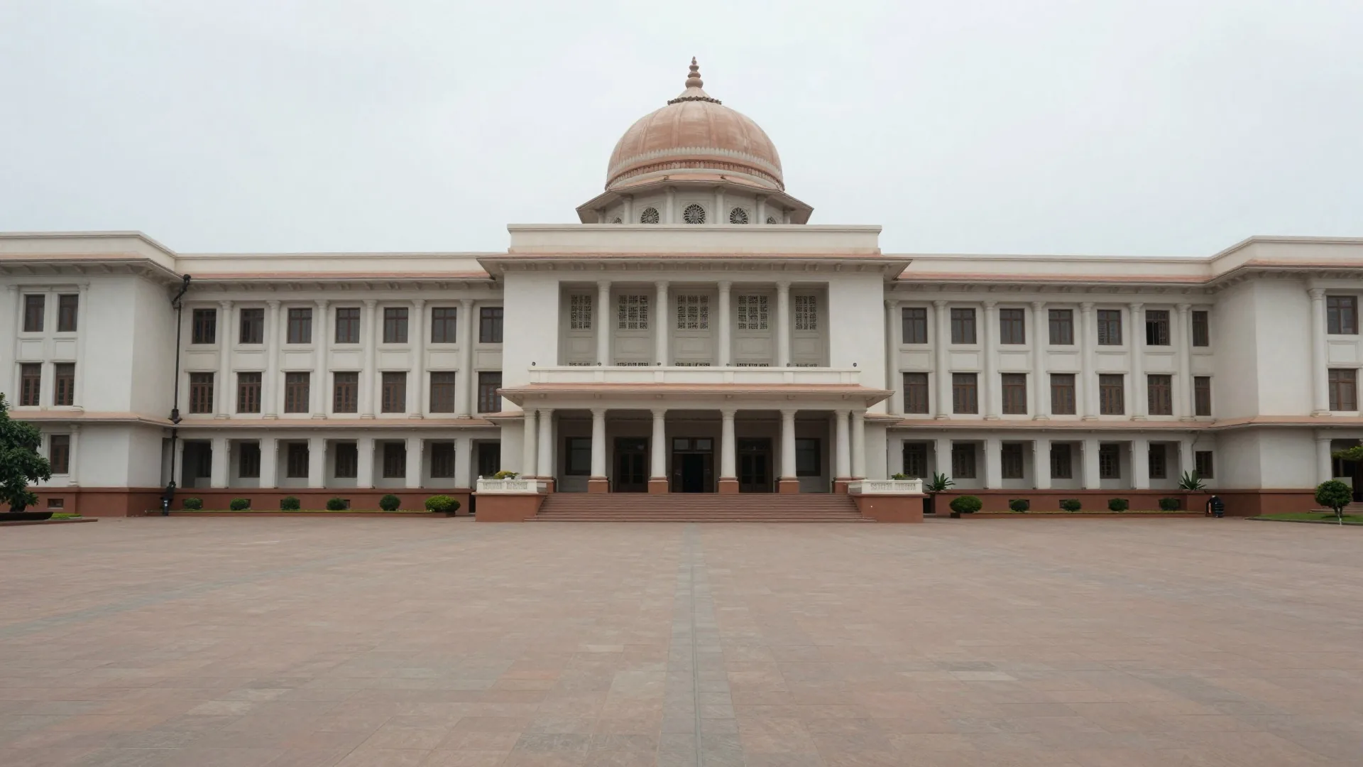 Illustration: facade of an Indian state legislative assembly building